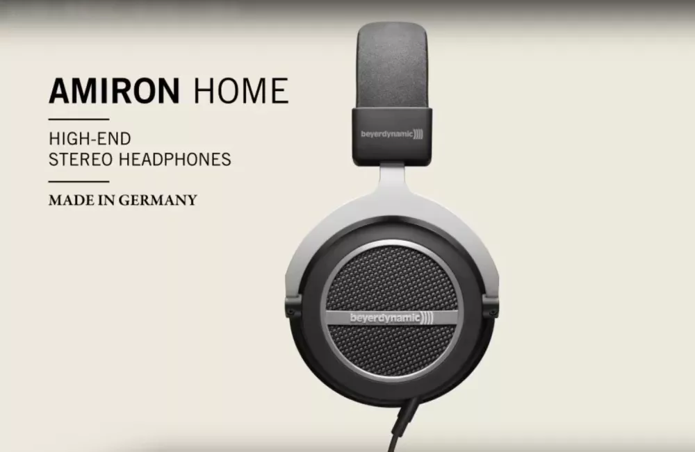 The high-end stereo headphones Amiron pictured in profile. Made in Germany 