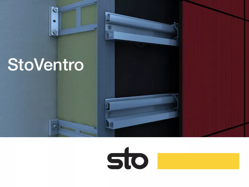 The picture shows the StoVentro substructure for facades. 