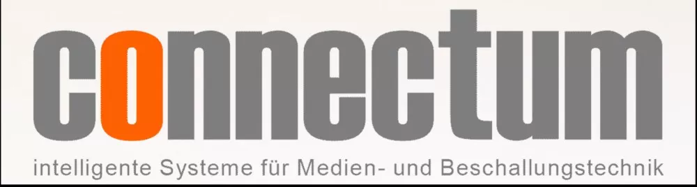 The Connectum logo: connectum in lower case in gray letters, the “o” is yellow/orange. 