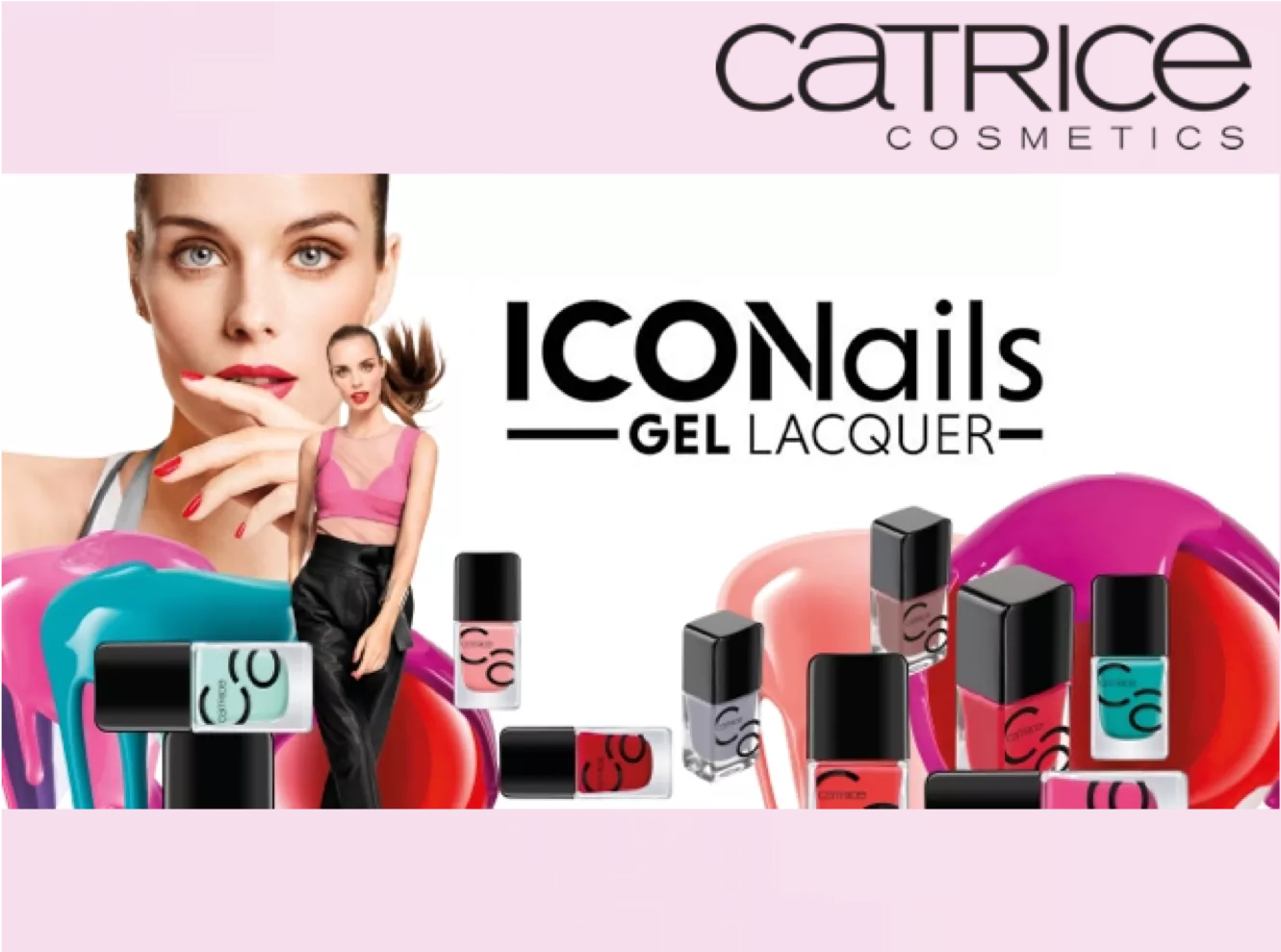 A female model presents the ICONails Line from Catrice. 