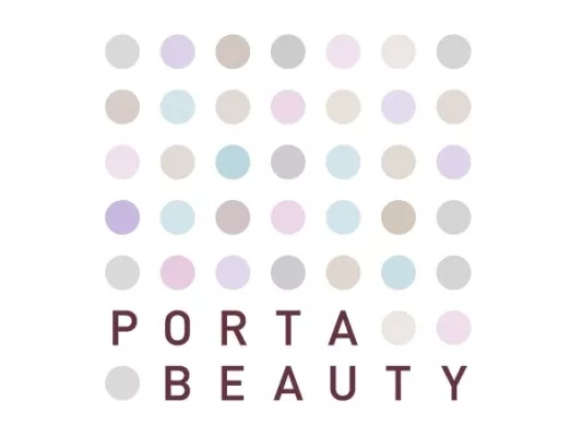 The Porta Beauty logo shows a field with different pastel-colored dots and the lettering PORTA BEAUTY.